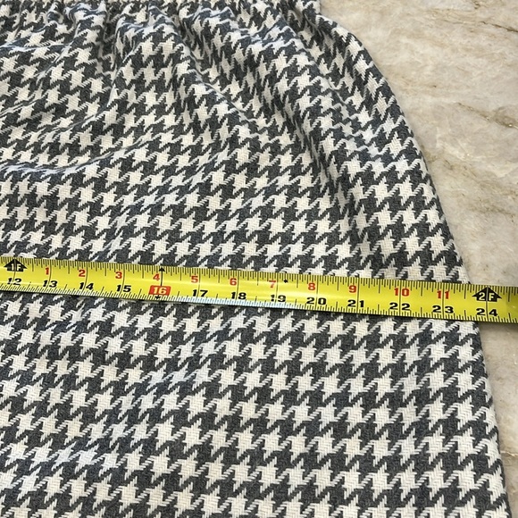 VINTAGE Houndstooth Plaid Midi Pencil Skirt Wool Blend | Grey/White | S/M - Picture 4 of 11